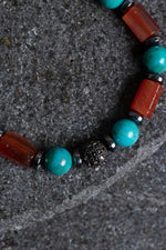 Sertifikalı Turkuaz, Akik, Hematit Zirkon Aparat Makrome Doğal Taş Bileklik