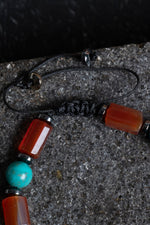 Sertifikalı Turkuaz, Akik, Hematit Zirkon Aparat Makrome Doğal Taş Bileklik