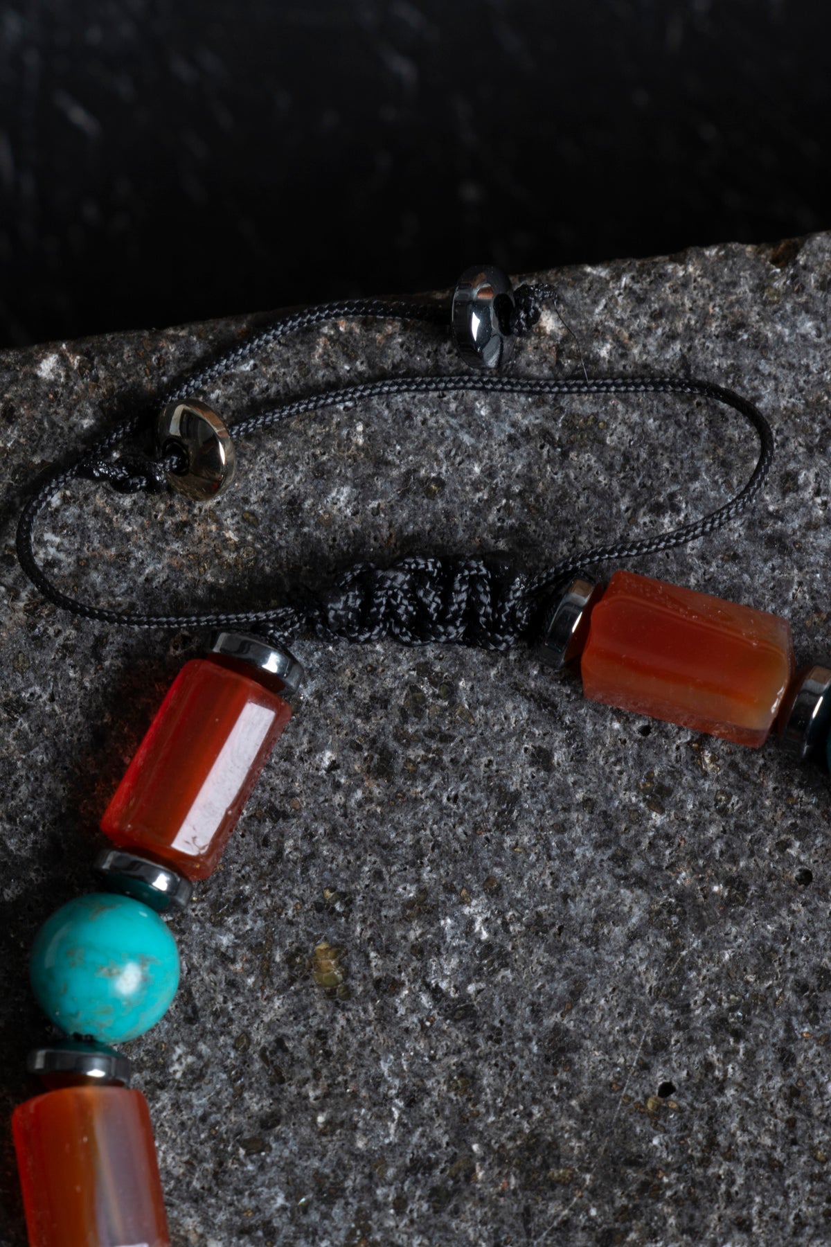 Sertifikalı Turkuaz, Akik, Hematit Zirkon Aparat Makrome Doğal Taş Bileklik