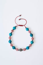 Sertifikalı Turkuaz, Rodokrosit Doğal Taş Makrome Bileklik