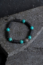 Sertifikalı Turkuaz, Şungit, Hematit Gümüş Aparat Makrome Doğal Taş Bileklik