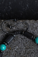 Sertifikalı Turkuaz, Şungit, Hematit Gümüş Aparat Makrome Doğal Taş Bileklik