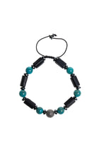 Sertifikalı Turkuaz, Şungit, Hematit Gümüş Aparat Makrome Doğal Taş Bileklik