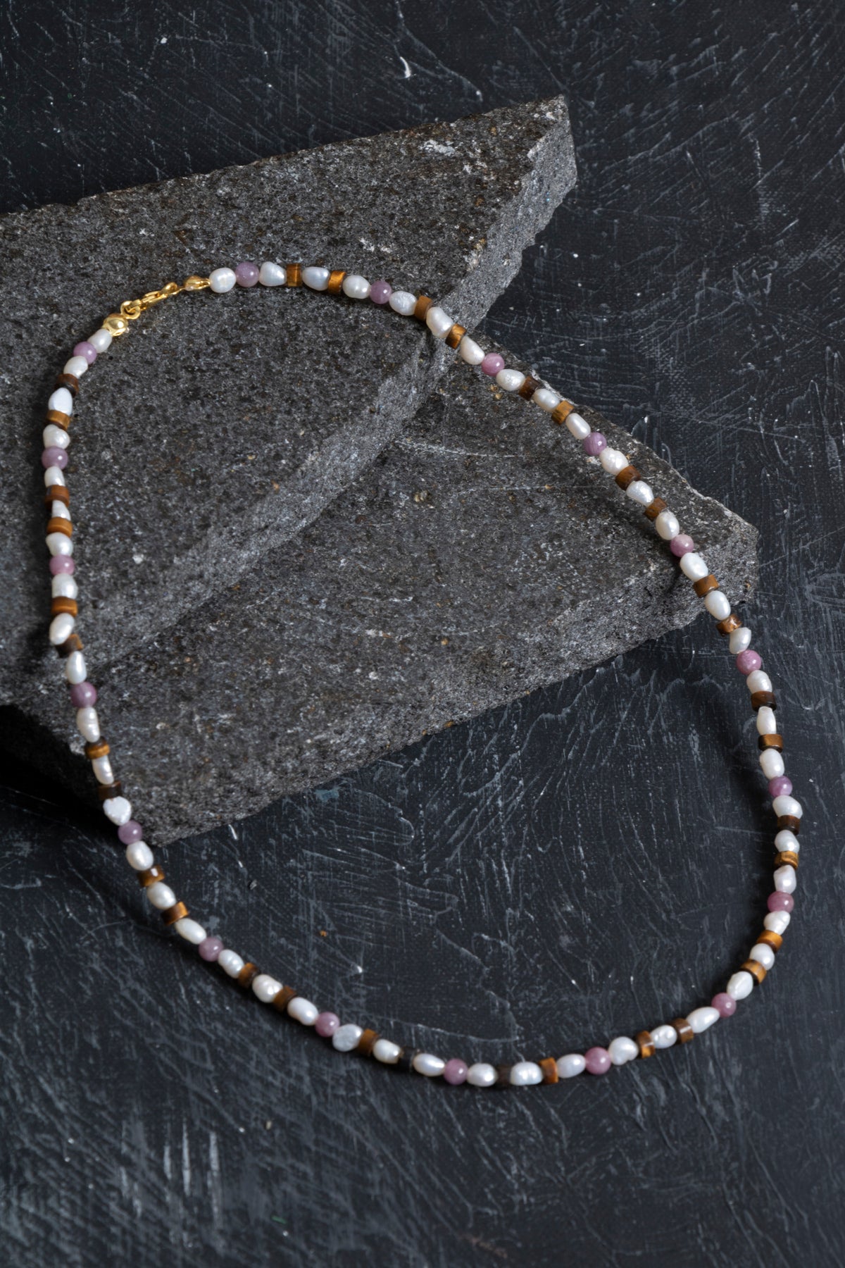 Sertifikalı Yakut, İnci, Kaplan Gözü Gümüş Kapama Doğal Taş Kolye