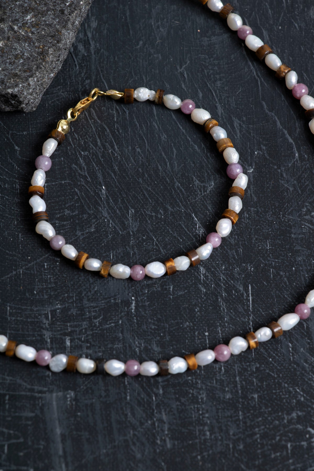 Sertifikalı Yakut, İnci, Kaplan Gözü Gümüş Kapama Doğal Taş Set