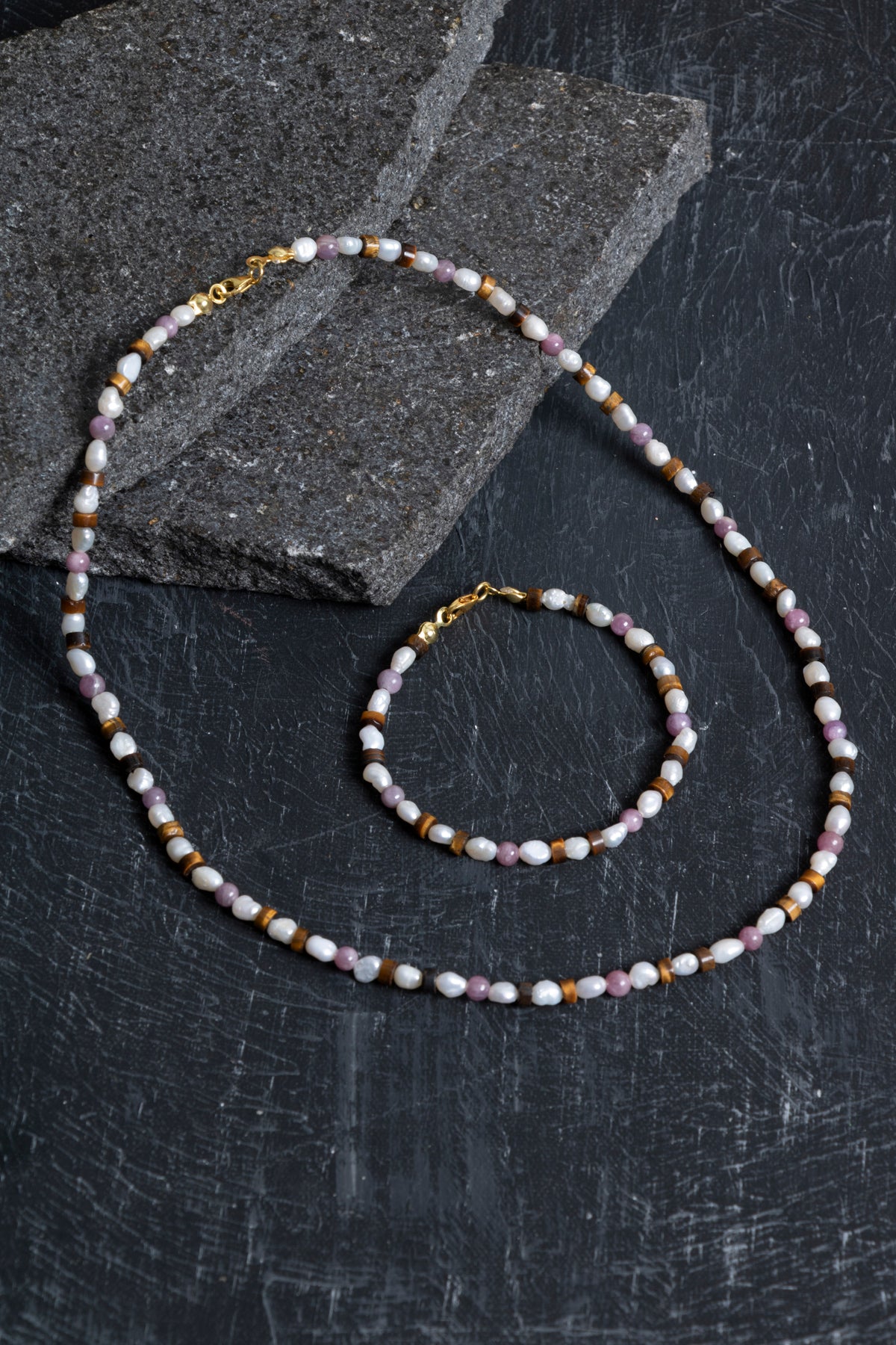 Sertifikalı Yakut, İnci, Kaplan Gözü Gümüş Kapama Doğal Taş Set