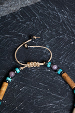 Sertifikalı Yakut, Jasper, Turkuaz Doğal Taş Makrome Bileklik