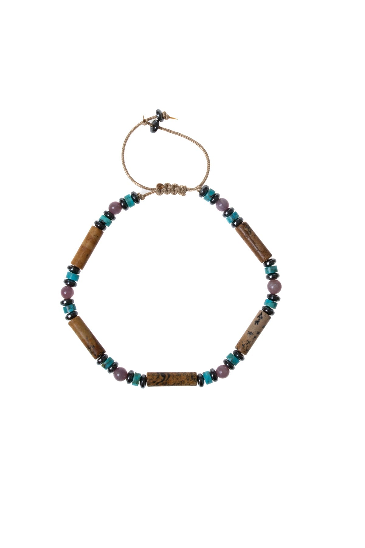 Sertifikalı Yakut, Jasper, Turkuaz Doğal Taş Makrome Bileklik