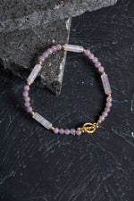 Sertifikalı Yakut, Pembe Kuvars Altın Kaplama Gümüş Kapama Bileklik