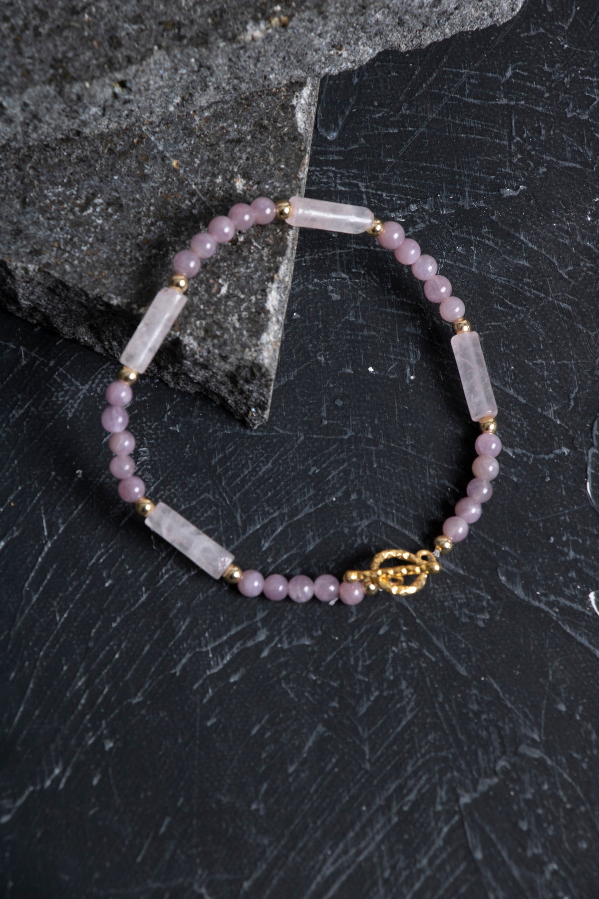 Sertifikalı Yakut, Pembe Kuvars Altın Kaplama Gümüş Kapama Bileklik