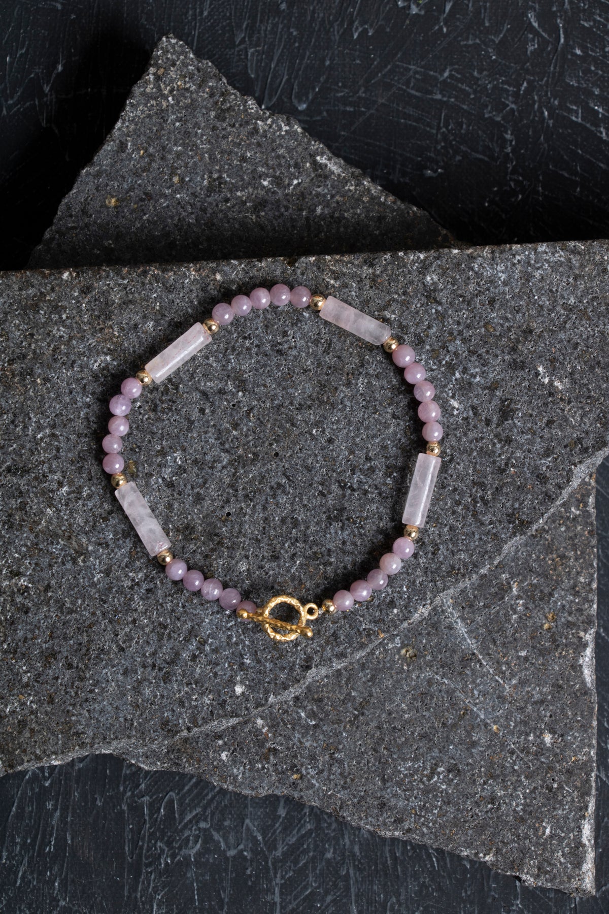 Sertifikalı Yakut, Pembe Kuvars Altın Kaplama Gümüş Kapama Bileklik