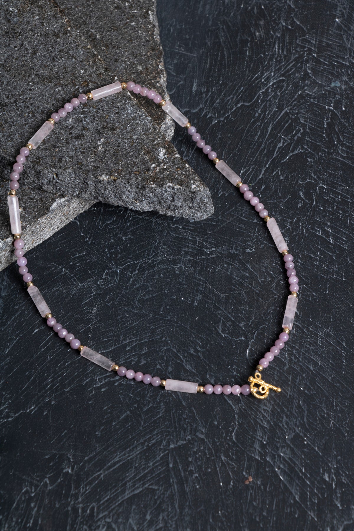 Sertifikalı Yakut, Pembe Kuvars Altın Kaplama Gümüş Kapama Kolye