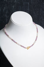 Sertifikalı Yakut, Pembe Kuvars Altın Kaplama Gümüş Kapama Kolye