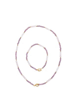 Sertifikalı Yakut, Pembe Kuvars Altın Kaplama Gümüş Kapama Set