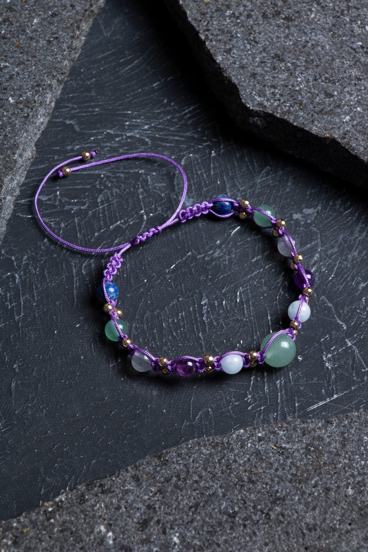 Sertifikalı Doğal Taş Makrome Bileklik-Yay Burcu