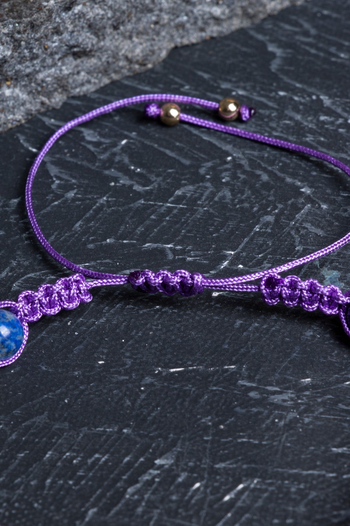 Sertifikalı Doğal Taş Makrome Bileklik-Yay Burcu