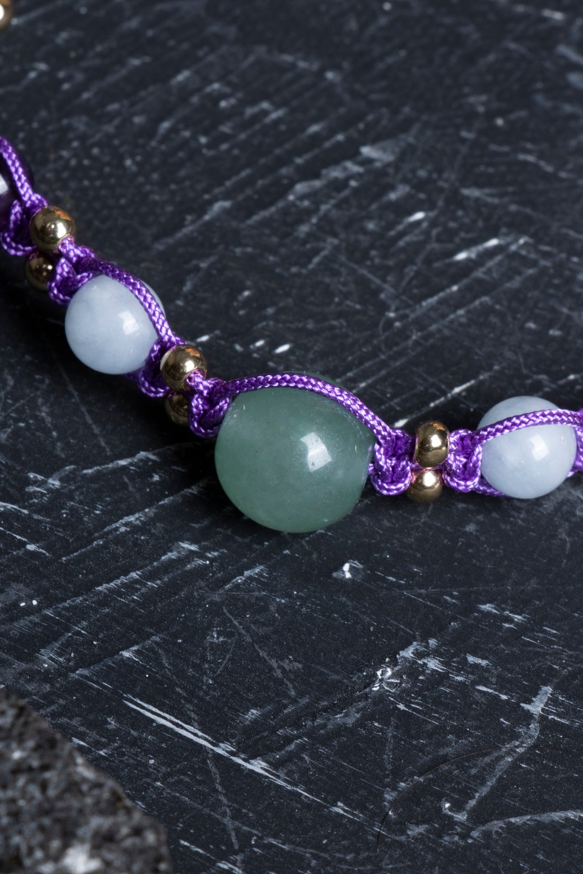 Sertifikalı Doğal Taş Makrome Bileklik-Yay Burcu