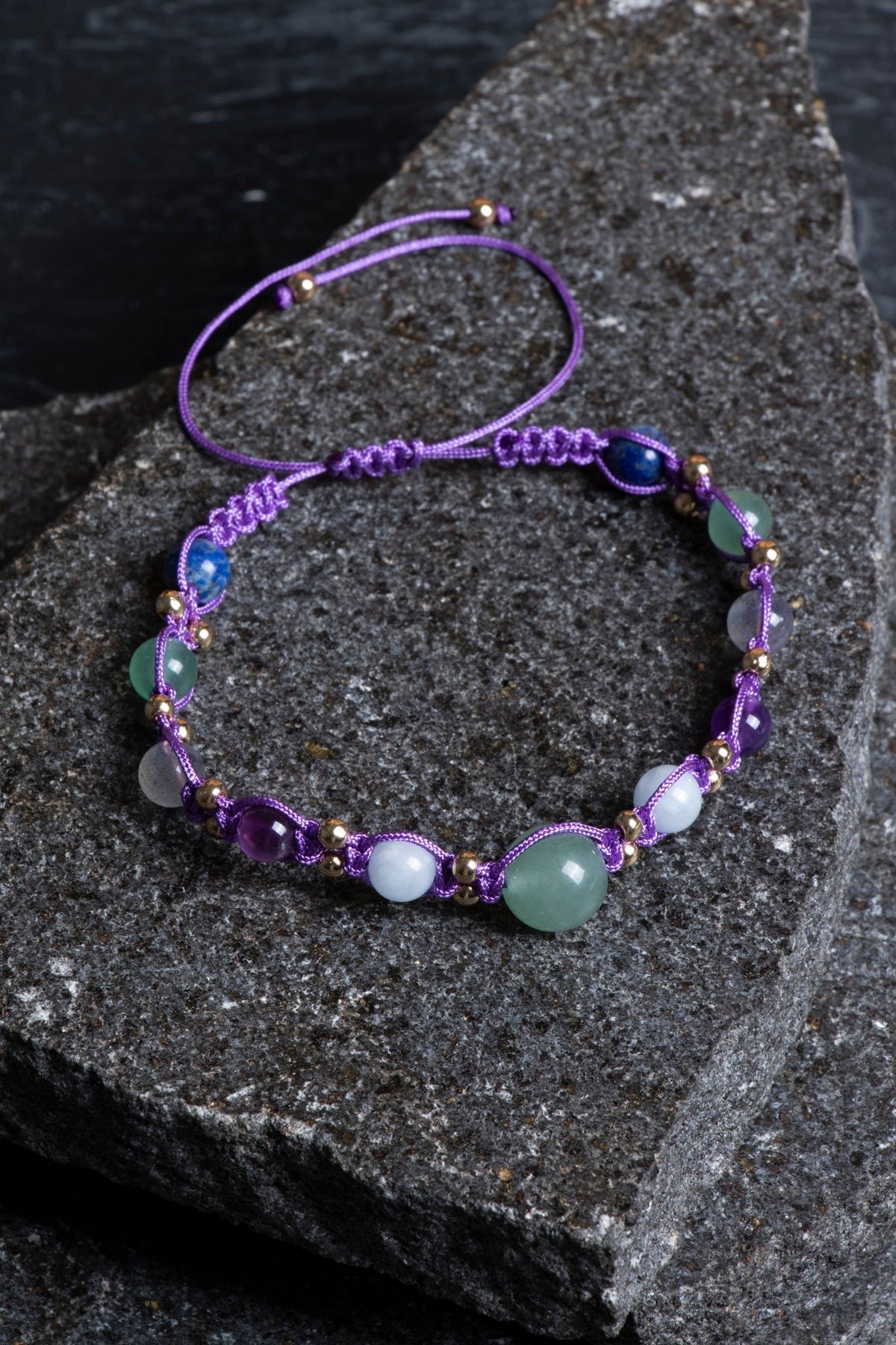 Sertifikalı Doğal Taş Makrome Bileklik-Yay Burcu