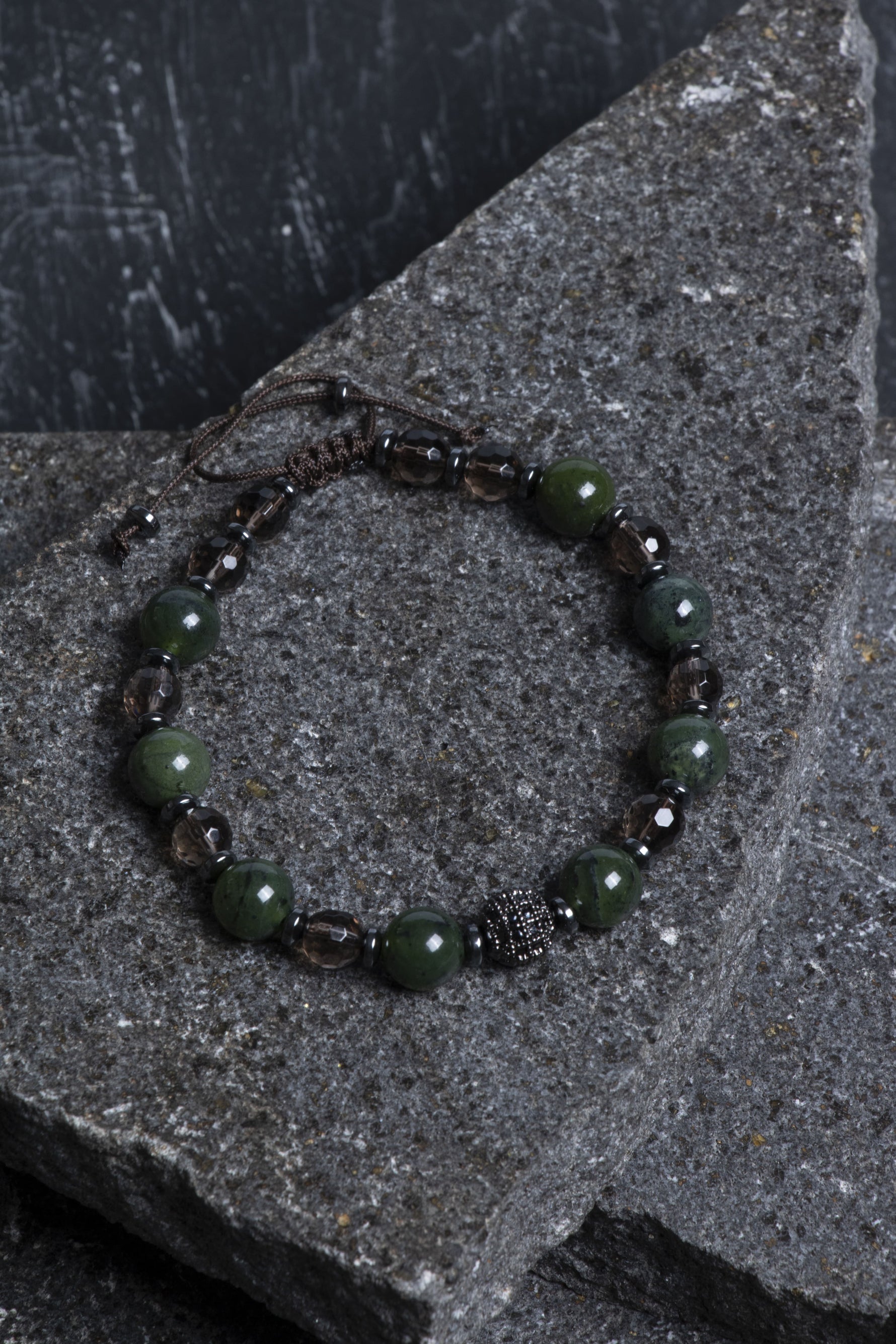 Sertifikalı Yeşim, Dumanlı Kuvars Doğal Taş Bileklik