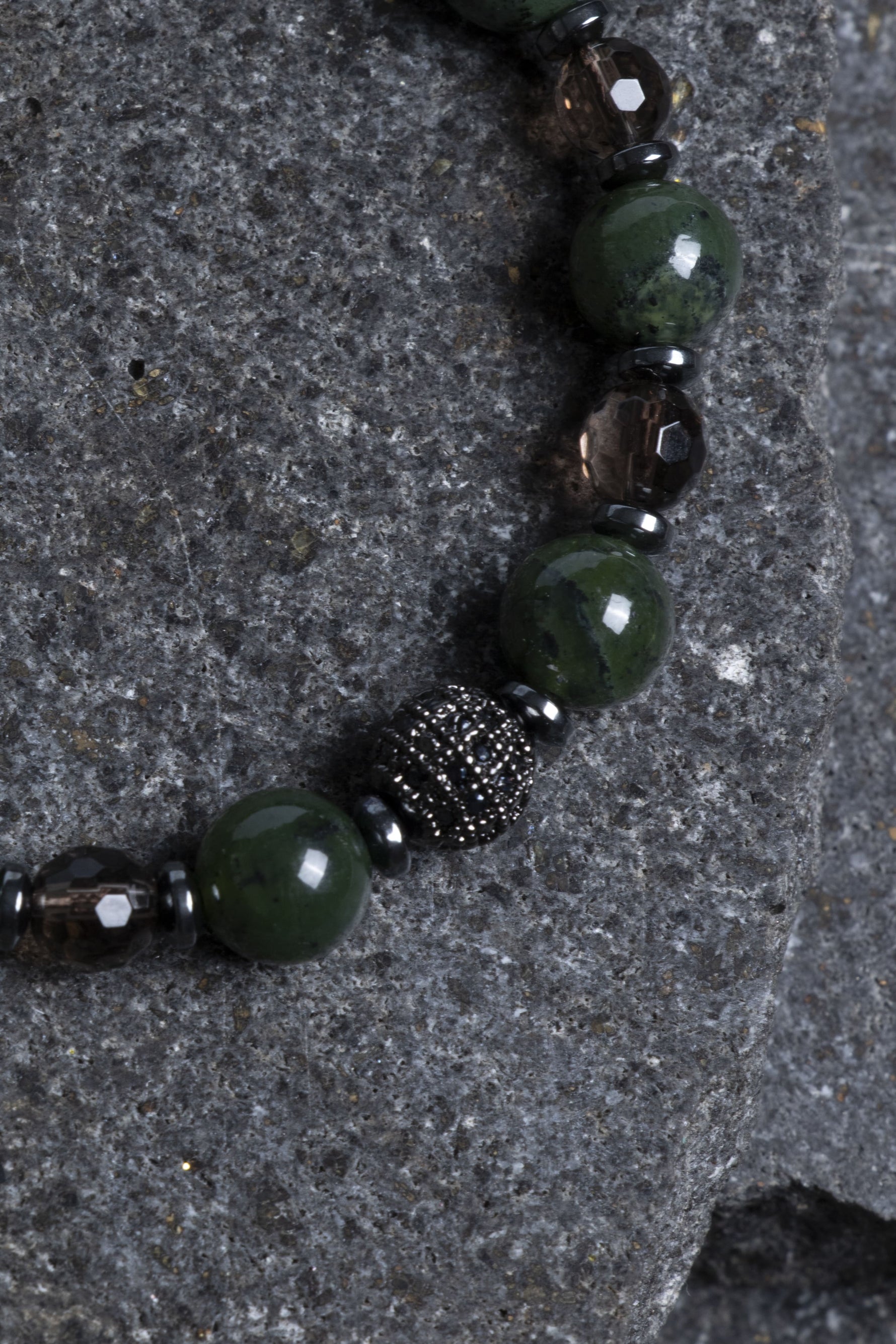 Sertifikalı Yeşim, Dumanlı Kuvars Doğal Taş Bileklik