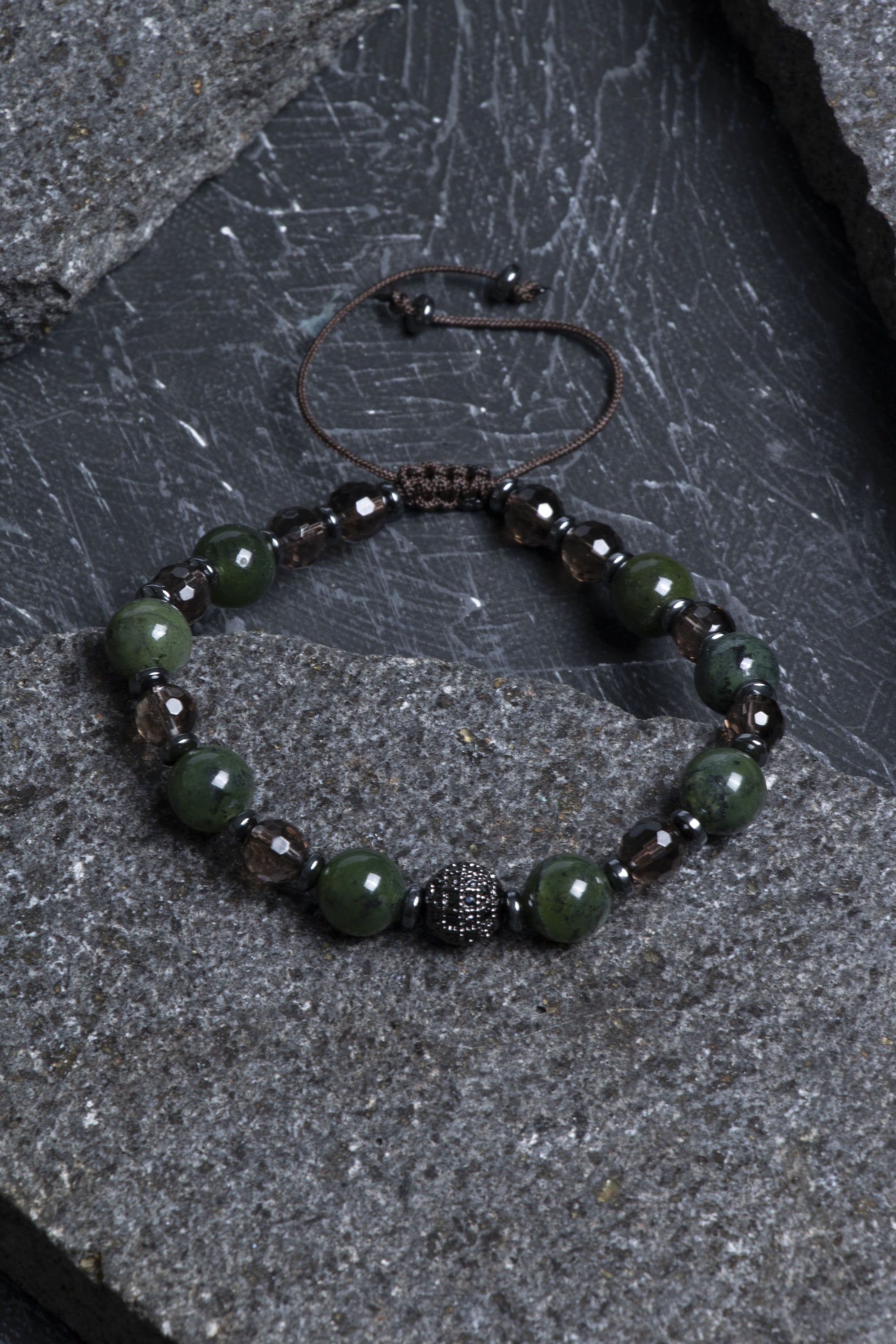 Sertifikalı Yeşim, Dumanlı Kuvars Doğal Taş Bileklik