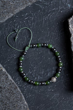 Sertifikalı Yeşim, Hematit Zirkon Aparat Doğal Taş Makrome Bileklik