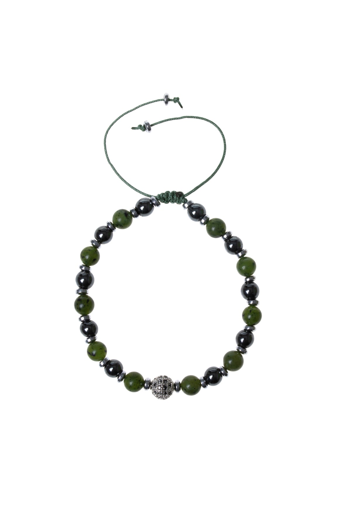 Sertifikalı Yeşim, Hematit Zirkon Aparat Doğal Taş Makrome Bileklik