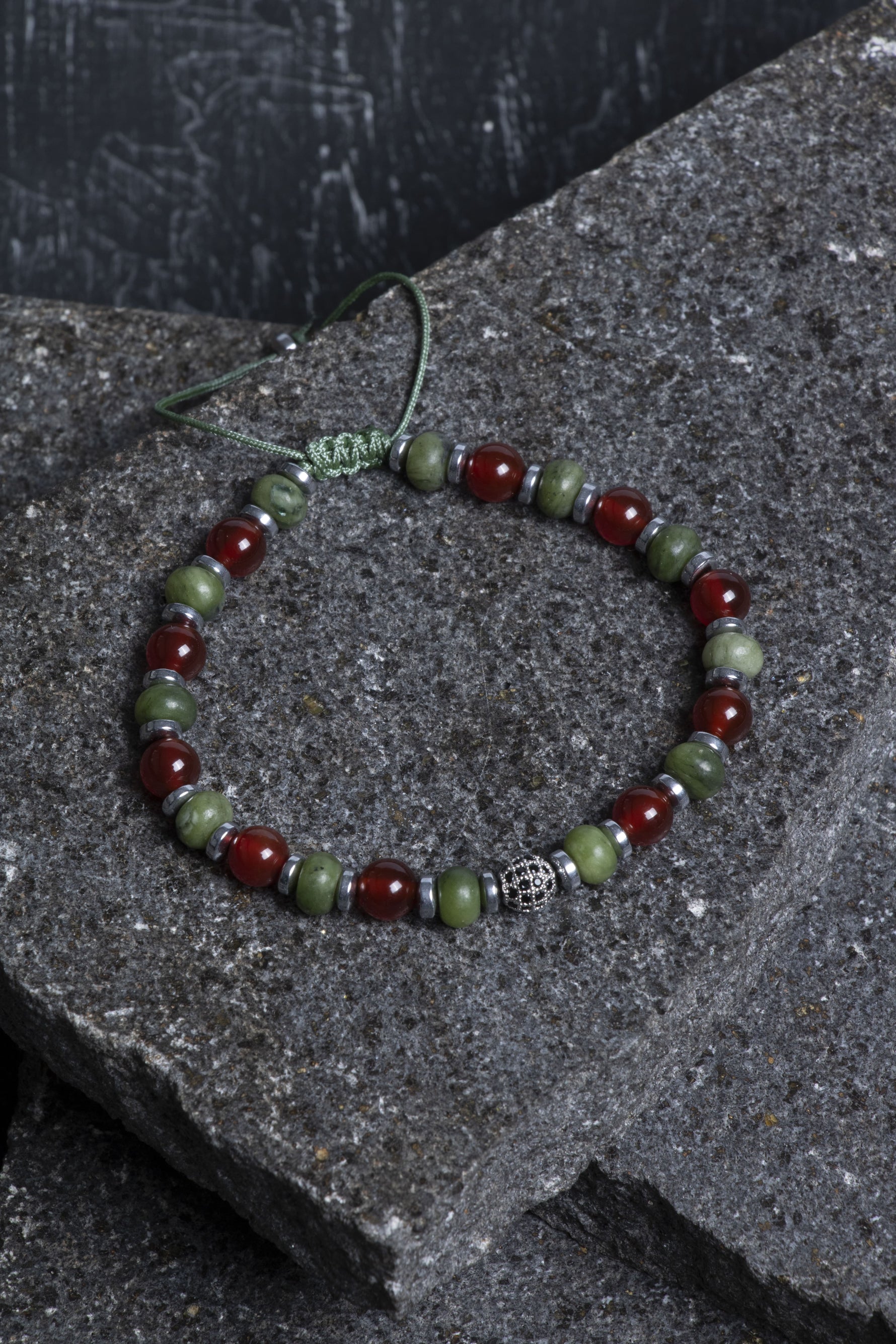 Sertifikalı Yeşim, Kırmız Akik Zirkon Aparat Doğal Taş Bileklik