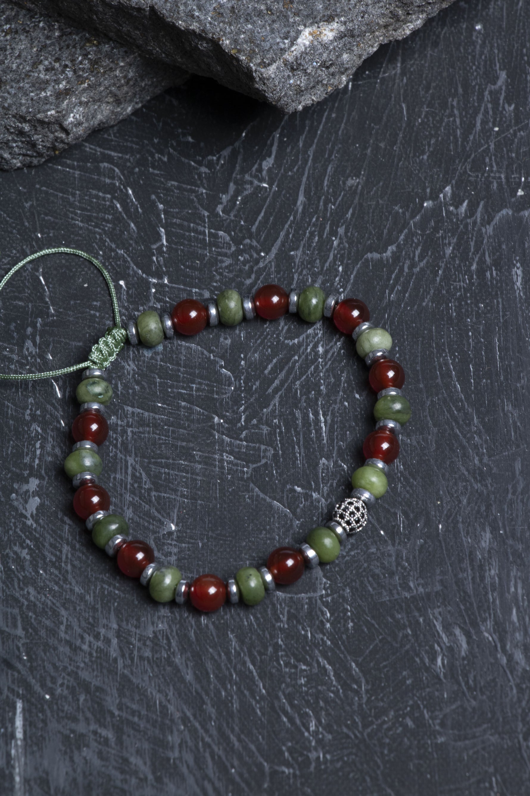 Sertifikalı Yeşim, Kırmız Akik Zirkon Aparat Doğal Taş Bileklik