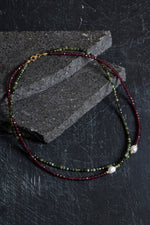 Sertifikalı Yeşim, Lal, İnci Fasetli Doğal Taş Kolye