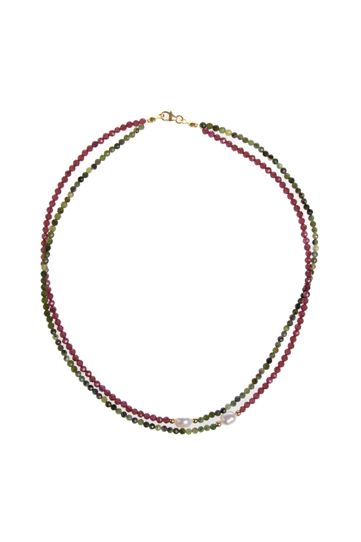 Sertifikalı Yeşim, Lal, İnci Fasetli Doğal Taş Kolye