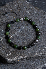 Sertifikalı Yeşim, Obsidyen, Hematit Zirkon Aparat  Doğal Taş Makrome Bileklik