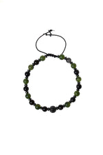 Sertifikalı Yeşim, Obsidyen, Hematit Zirkon Aparat  Doğal Taş Makrome Bileklik