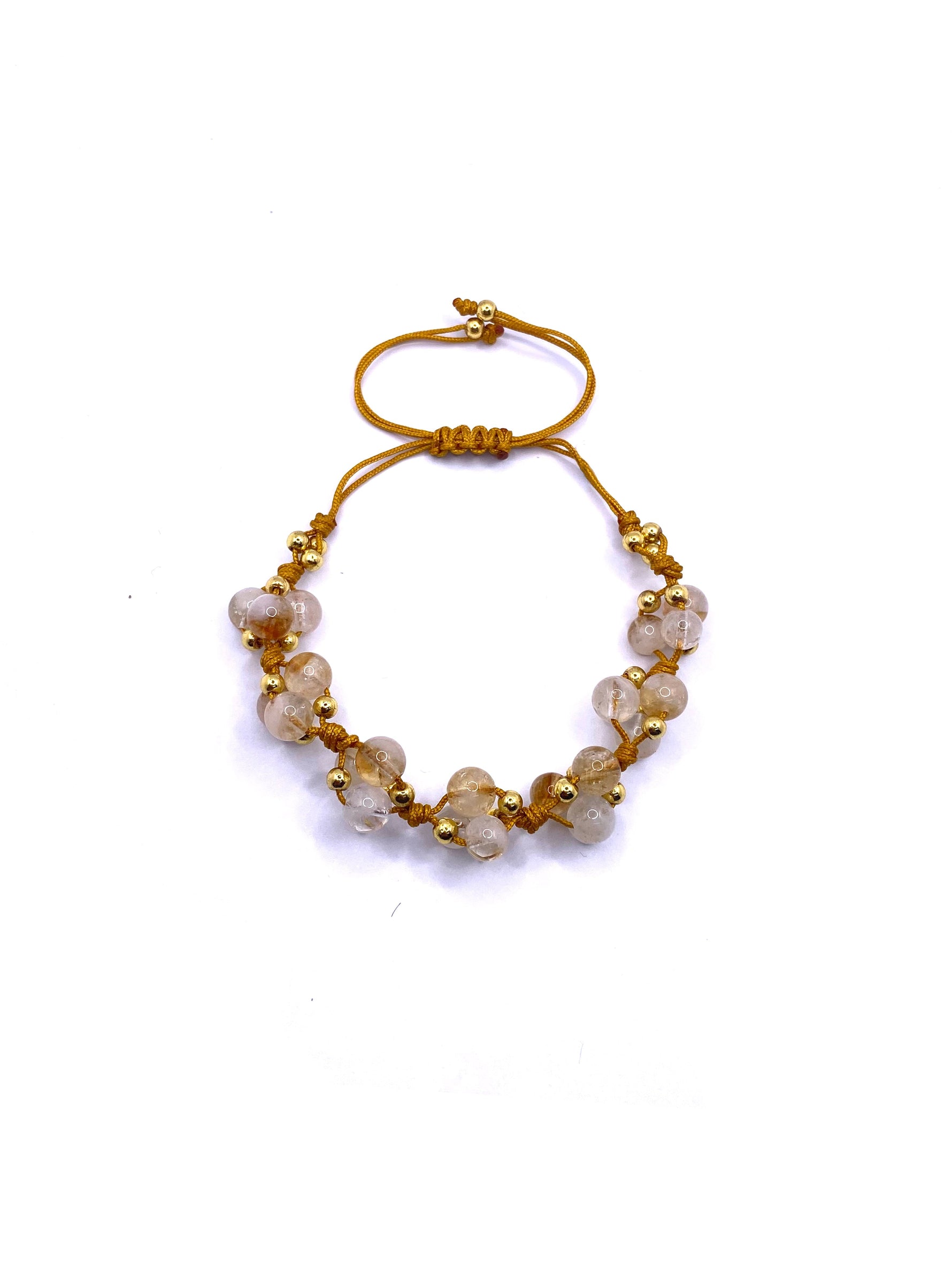 Sitrin Doğal Taş Merdiven Kapama İpli Her Bileğe Ayarlanabilir Bileklik 