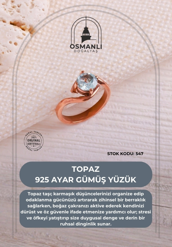 Sertifikalı Topaz 925 Ayar Gümüş Yüzük (SK:547)
